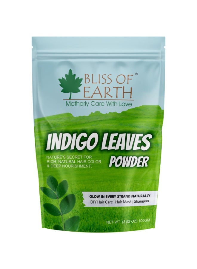Bliss of Earth Natural Indigo Powder for Hair – 100% Pure Herbal Hair Dye | Chemical-Free Black Hair Color | Ammonia-Free | For Grey Coverage | Plant Based Hair Colour – 100g - Image 1
